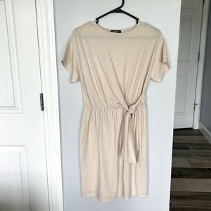 EXPRESS Beige Faux-Wrap Dress, Size Small